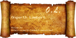 Ongerth Lambert névjegykártya